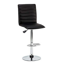Bricozone Hubur - Sgabelli da Bar in Similpelle con Struttura Lucida Cromata, Sgabello Girevole e Regolabile, Sgabello con Schienale per Casa Bar Cucina, 2 Pezzi (Black)