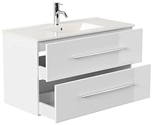 Set di mobili da bagno Firenze 100 (5 parti/A) bianco lucido e specchio a LED