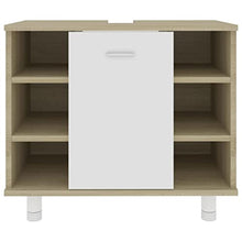 vidaXL Armadio da Bagno Bianco e Rovere Sonoma 60x33x58 cm Truciolato