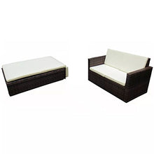 UnfadeMemory Set Divani da Giardino, Sets Divano Esterno, Divano modulare da Esterno 2 pz con Cuscini in Polyrattan (Marrone)