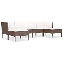 SKM Set Divani da Giardino 6 pz con Cuscini in Polyrattan Marrone (40kg)