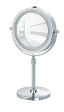 WENKO LED Specchio da appoggio Lumi - ingranditore 5x, superficie specchiante ø 17.5 cm 500 % ingrandimento, Acciaio, 21 x 38-49 x 13.5 cm, Cromo