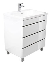 Mobile bagno a terra Via 70 bianco lucido, 3 cassetti senza maniglie