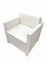 MICHELE SOGARI Set Giardino Aida in Simil Rattan Divano Poltrona e Tavolino arredo Garden (Bianco)