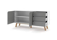 3xEliving Cassettiera moderna Gazan 2D, bianco opaco/grigio
