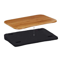 Relaxdays Cuscino Poggia Computer bambù,Rimovibile con Manico,Supporto PC Portatile LxP 51x37 cm (Fino a 22”),Naturale