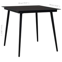 FAMIROSA Tavolo da Giardino Nero 80x80x74 cm in Acciaio e Vetro-2157