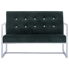 vidaXL Divano a 2 Posti con Braccioli Design Originale Moderno Elegante Robusto Confortevole Durevole Sicuro Velluto Sofà Canapè Verde Scuro Cromato