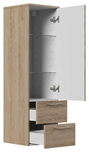 Set di mobili da bagno PersepolisXL rovere chiaro con 2 colonne e specchio a LED