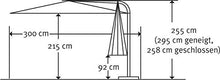 Schneider Ombrellone da Sartoria Genua, Antracite, ca. Diametro: 300 cm