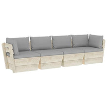 vidaXL Divano da Giardino a 4 Posti su Pallet con Cuscini Legno Abete