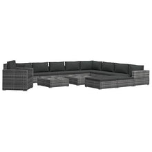 SKM Set Divani da Giardino 13 pz con Cuscini in Polyrattan Grigio