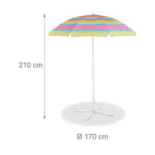 Relaxdays Ombrellone da Spiaggia & Giardino, Altezza Regolabile, Allungabile, Telo anti UV 50+, 200x170 cm, Colorato