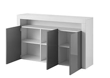 E-Com - Credenza Luna – 155 cm – Bianco/Grigio