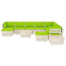 SKM Set Divani da Giardino su Pallet 12 pz con Cuscini Legno Abete (218.2kg) Verde-3707