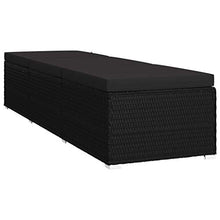 Festnight Lettino Prendisole con Cuscino e Tavolino in Polyrattan Nero