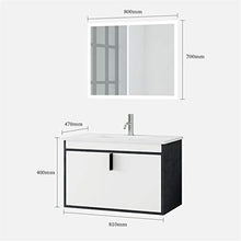 Set di Mobiletti Specchio e Lavabo Mobile da Bagno Intelligente Combinato Multi-Layer Cabinet per lavabo Senza Vernice in Legno Cabinet per Bagno Combinato (Color : White, Size : 47x81x40cm)