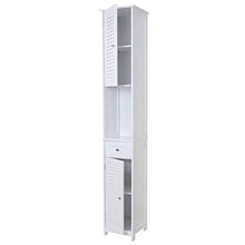 Mendler Set arredi bagno HWC-F75 MDF bianco 2x mobili alti specchio mobile sotto lavabo