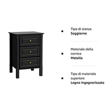 Yaheetech Comodino Camera da Letto Moderno con 3 Cassetti Cameretta Tavolino da Salotto Laterale Divano Nero 40 x 40 x 60 cm