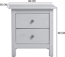 VS Venta-stock Comodino Berna Bianco con 2 cassetti, Realizzato in Pino Massiccio