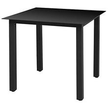 OUSEE Tavolo da Giardino Nero 80x80x74 cm in Alluminio e Vetro