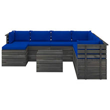 vidaXL Set Divani da Giardino su Pallet 9 pz con Cuscini Massello Pino