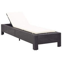 Festnight Lettino Prendisole, Lettini da Giardino con Cuscino, Sedie a Sdraio da Giardino in Polyrattan Nero