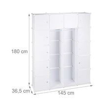 Relaxdays 10021971_49 Cabina Armadio Componibile, Plastica, Guardaroba con 2 Bastoni Appendiabiti e 14 Scomparti, Bianco