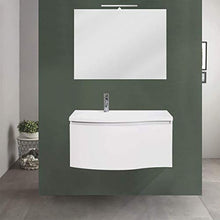 OrionShop Mobile Bagno Sospeso NILA da 85cm Bianco Opaco con Lavabo Specchio e Lampada LED Inclusi