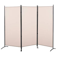 homcom Paravento a 3 Pannelli Pieghevole, Frangivista Divisorio per Ambienti in Metallo e Poliestere 253x50x182cm Beige