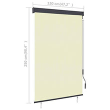 vidaXL - Tenda avvolgibile per esterni, 120 x 250 cm, colore: bianco crema