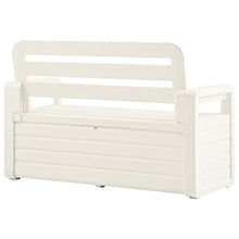 Tidyard Cassapanca da Giardino per Esterno 2 Posti in Plastica Bianca con Braccioli e Schienale,Panca con Contenitore da Giardino per Esterno con 2 Posti in Plastica Bianca 132,5x58x89 cm