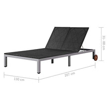 FAMIROSA Lettino Prendisole Doppio con Ruote in Polyrattan Nero