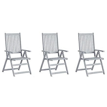 vidaXL Sedie da Giardino Reclinabili 3 pz con Cuscini Massello Acacia