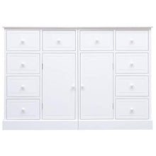 FAMIROSA Credenza, con 10 Cassetti Bianca 113x30x79 cm in Legno