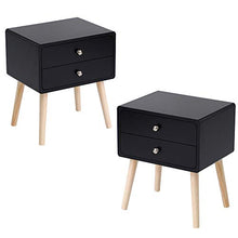 Comodino con 2 Cassetti, Armadietto Notte Cassettiera Realizzato in MDF, tavolino d'appoggio, Set 2 Tavolino per Divano, Organizer per Camera da Letto Bagno (Nero)