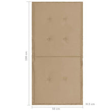 UnfadeMemory Cuscini per Sedie da Giardino 4 pz Beige 100x50x3 cm