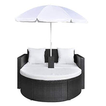 vidaXL Set Divano da Giardino in Polyrattan con Parasole Nero Sofa da Esterno - Arredi Casa