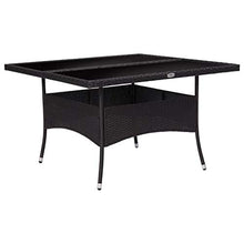 FAMIROSA Tavolo da Pranzo per Giardino Nero in Polyrattan e Vetro