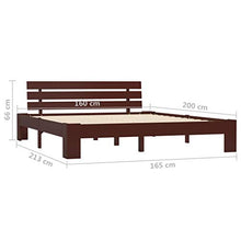 BIGTO - Struttura per letto in legno di pino massiccio, per camera da letto, stile C, 160 x 200 cm, colore: Marrone scuro