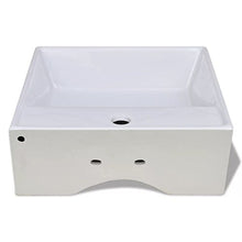 SENLUOWX - Lavabo in ceramica quadrata con troppo pieno, 41 x 41 cm