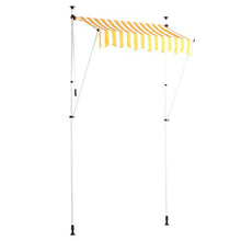 Emoshayoga Retrattile Regolabile in Altezza Resistente 1,5x1,2 M Tenda da Sole Tettoia da Giardino Multifunzione Manuale Resistente alle intemperie(Yellow And White Strips)