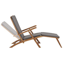 vidaXL Legno Massello di Teak Sedia a Sdraio con Cuscino Grigio Scuro Robusto Pieghevole Reclinabile Elegante Lettino Prendisole Colore Naturale