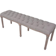 Festnight- Panca in Legno Massello e Lino 150x40x48 cm Grigio Chiaro