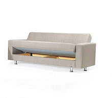 Adel Divano Letto RECLINABILE in Tessuto E Contenitore Grigio O Beige L210X D:85 X H85 con MATERESSO di 22 CM E Molle