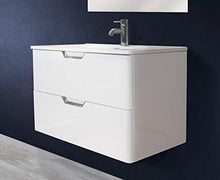 OrionShop Mobile Bagno Sospeso Gemini da 80cm Bianco con Lavabo Specchio e Lampada LED Inclusi
