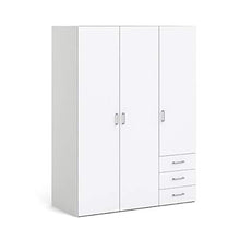 Dmora Armadio Guardaroba Ante battenti e Tre cassetti, Colore Bianco, 115 x 49 x h175 cm