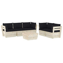 FAMIROSA Set Divani da Giardino su Pallet 6 pz con Cuscini Legno Abete-3523