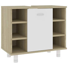 vidaXL Armadio da Bagno Bianco e Rovere Sonoma 60x33x58 cm Truciolato