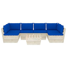 FAMIROSA Set Divani da Giardino su Pallet 7 pz con Cuscini Legno Abete-3598